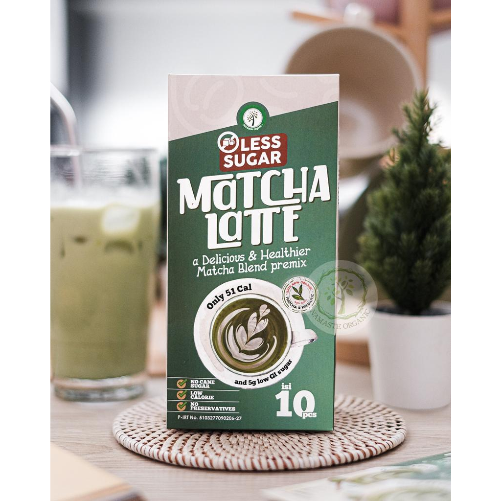 LESS SUGAR MATCHA LATTE BOX - MATCHA BLEND PREMIX ISI 10 SACHET