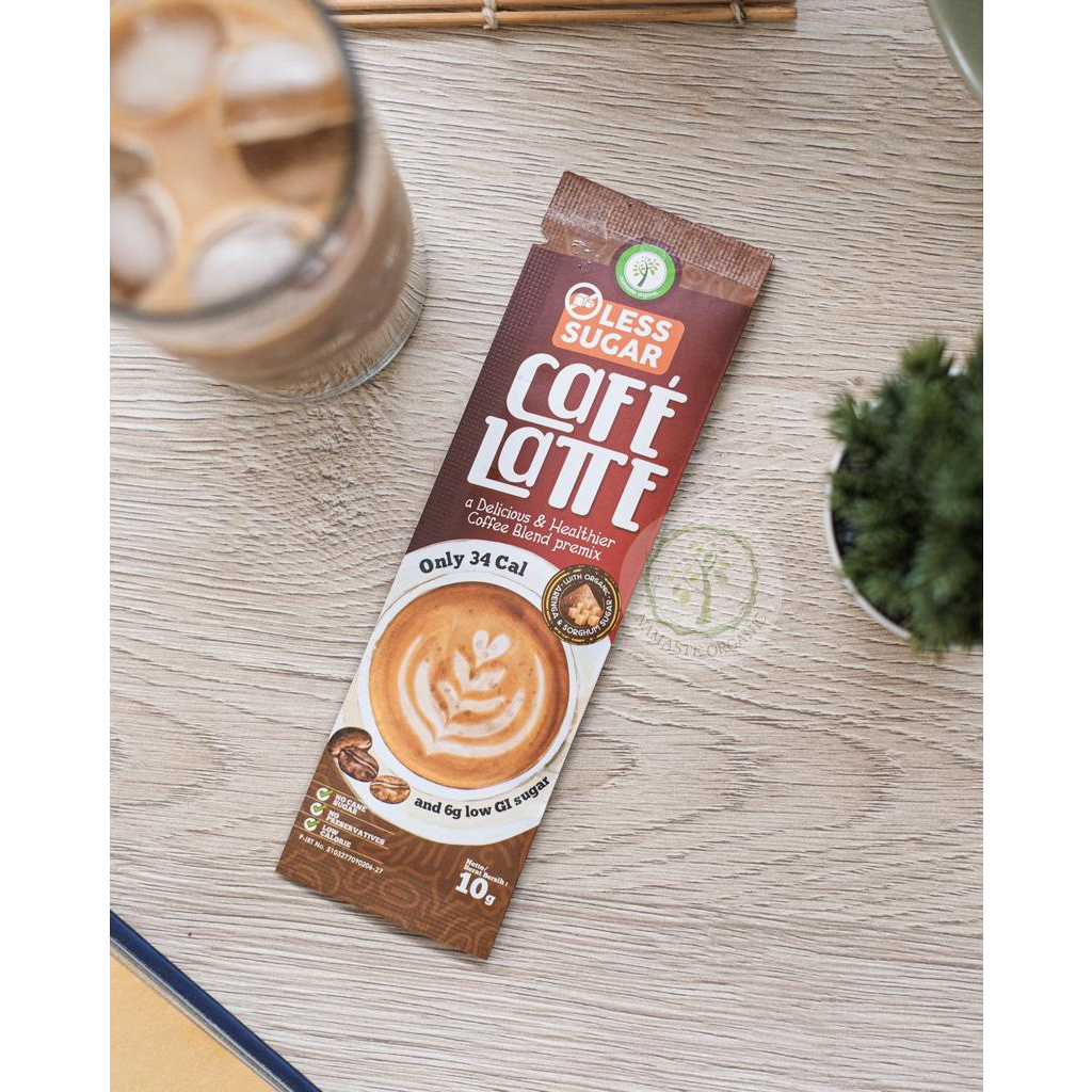SACHET LESS SUGAR CAFE LATTE NAMASTE ORGANIC - COFFEE BLEND PREMIX 10GR