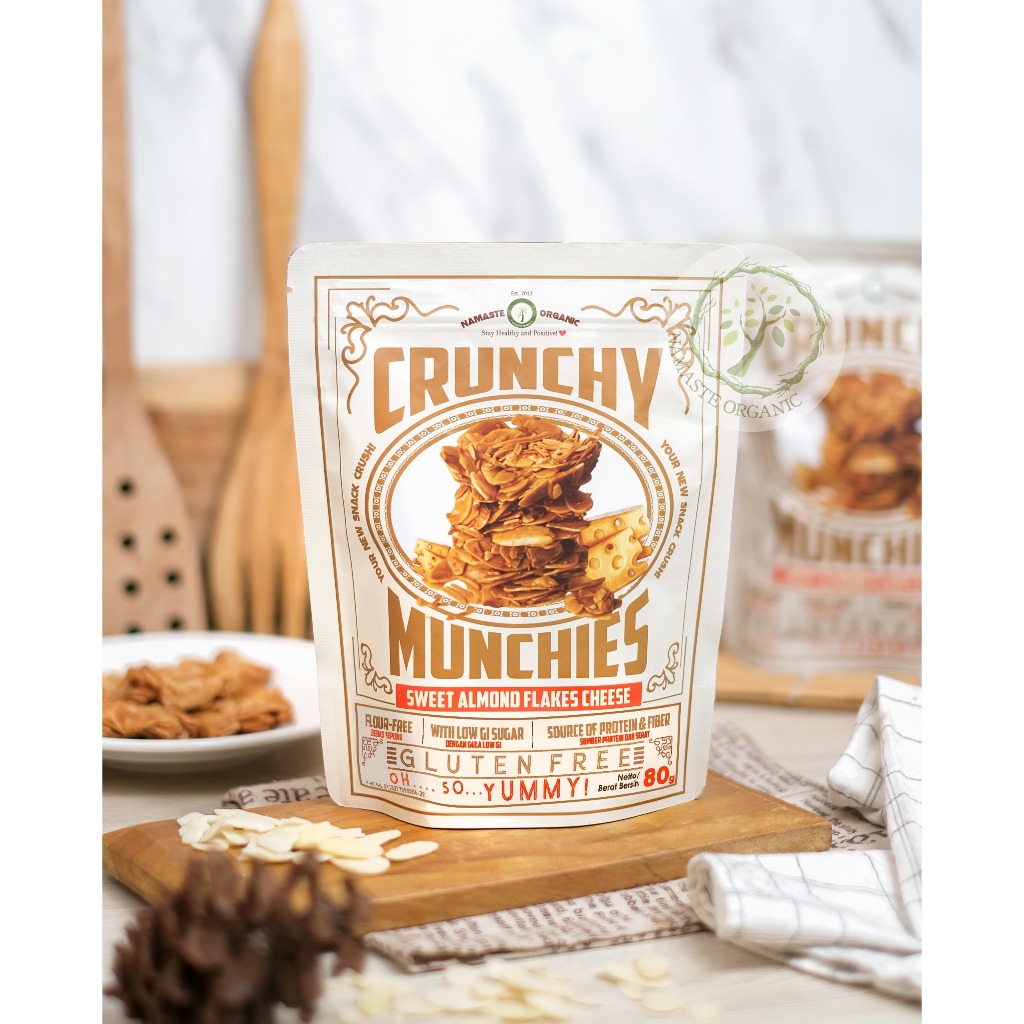 CRUNCHY MUNCHIES - GLUTEN FREE SWEET ALMOND FLAKES CHEESE 80GR