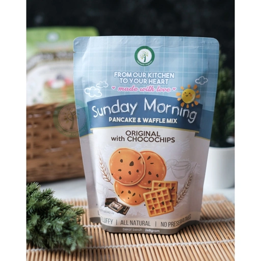 Image of SUNDAY MORNING PANCAKE AND WAFFLE MIX - ORIGINAL WITH CHOCOCHIPS 268GR