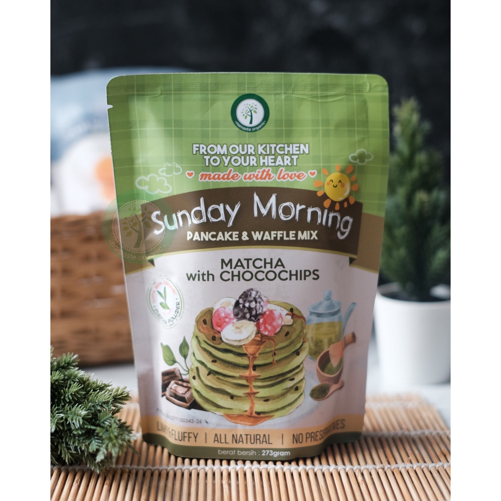 SUNDAY MORNING PANCAKE AND WAFFLE MIX - MATCHA WITH CHOCOCHIPS 273GR