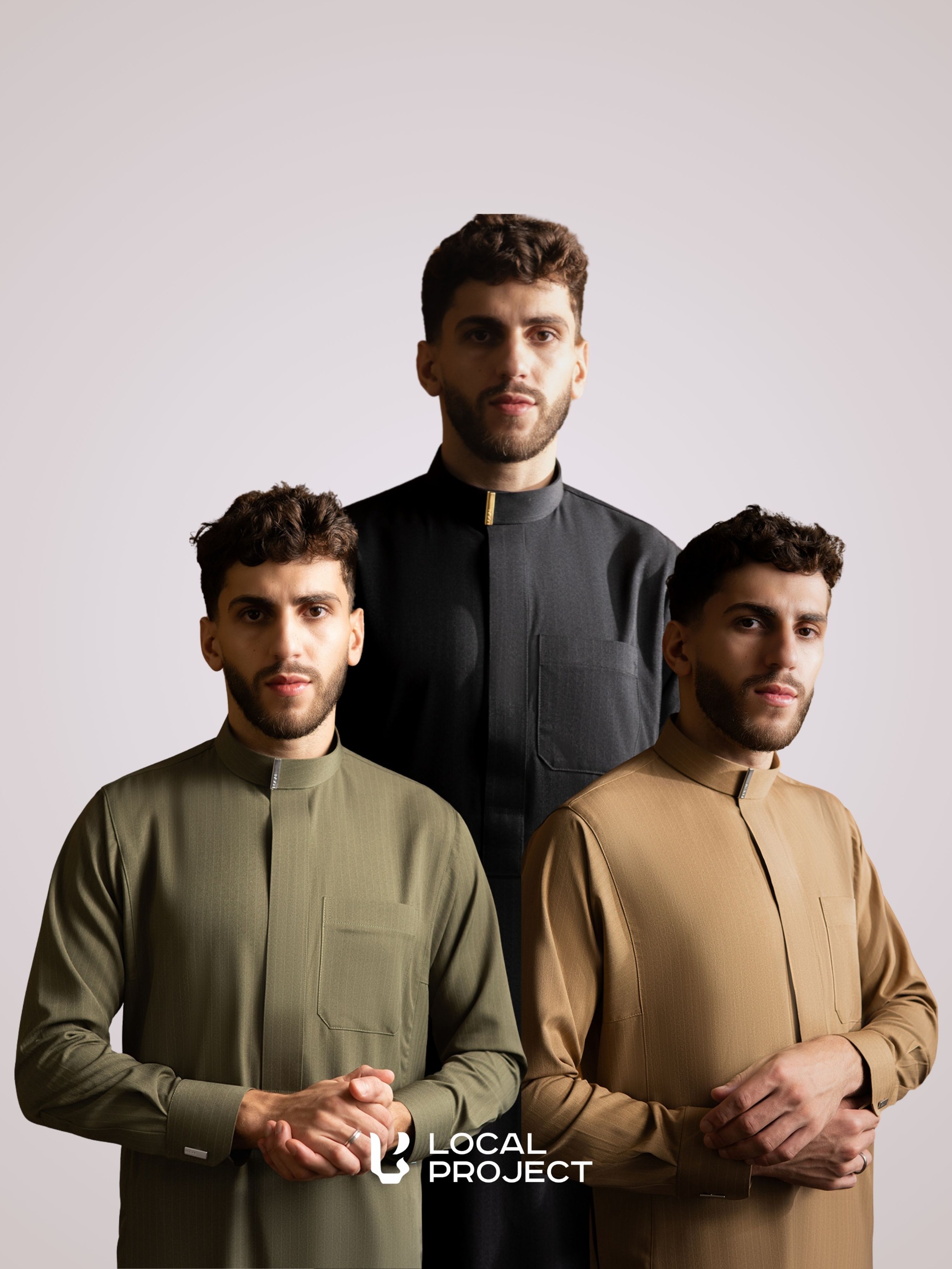 Local Project | Fahd Series — Thobe Pria Slim Fit Premium Semi Wool Tekstur Garis Vertikal