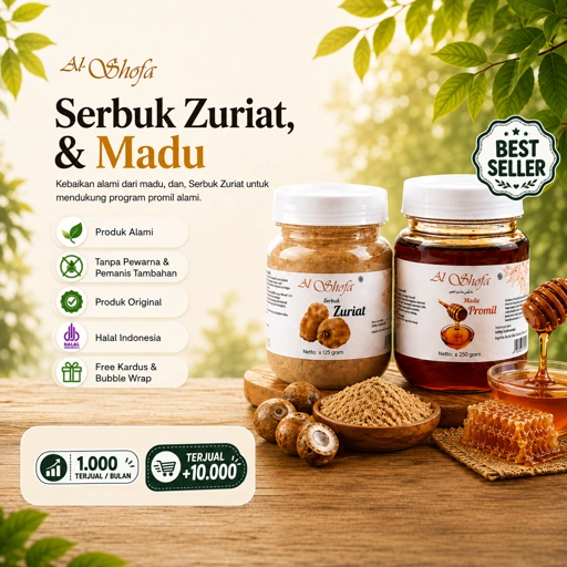 Paket Promil Serbuk Zuriat Al Shofa & Madu Promil Al Shofa Free Kardus dan bubble