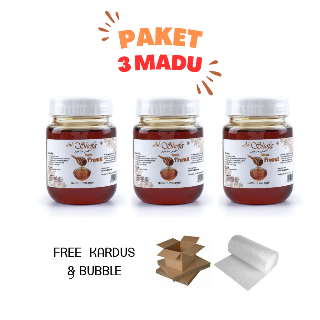 Madu Zuriat Al Shofa 250gr isi 3 free Kardus dan Bubble