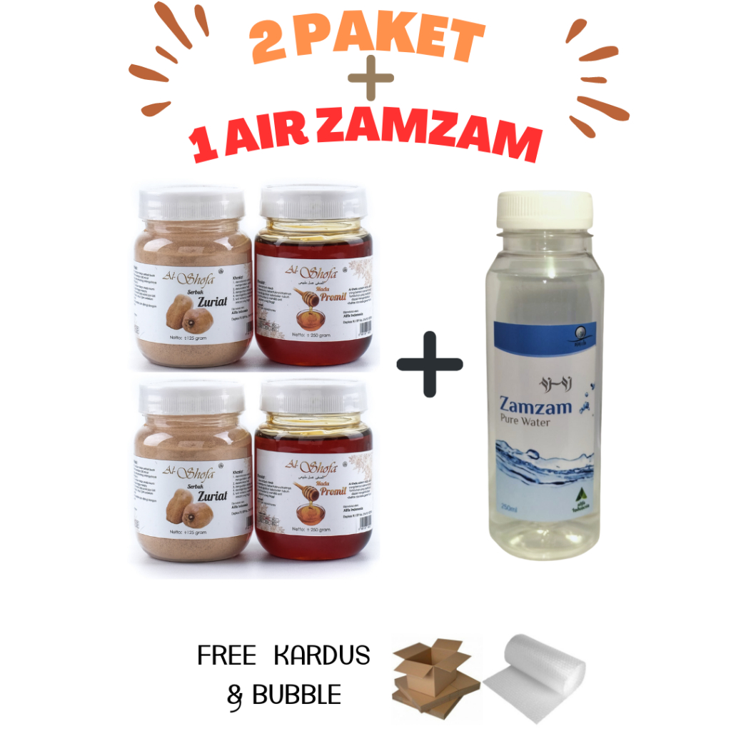 Paket Promil Serbuk Zuriat Isi 2 + Air Zamzam 250ml Free Bubble dan Kardus