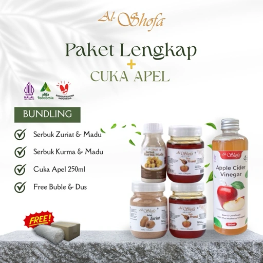 Image of Paket Promil Lengkap Al Shofa & Cuka Apel Al Shofa With Mother 250ml Free Kardus Free Bubble dan Tespek