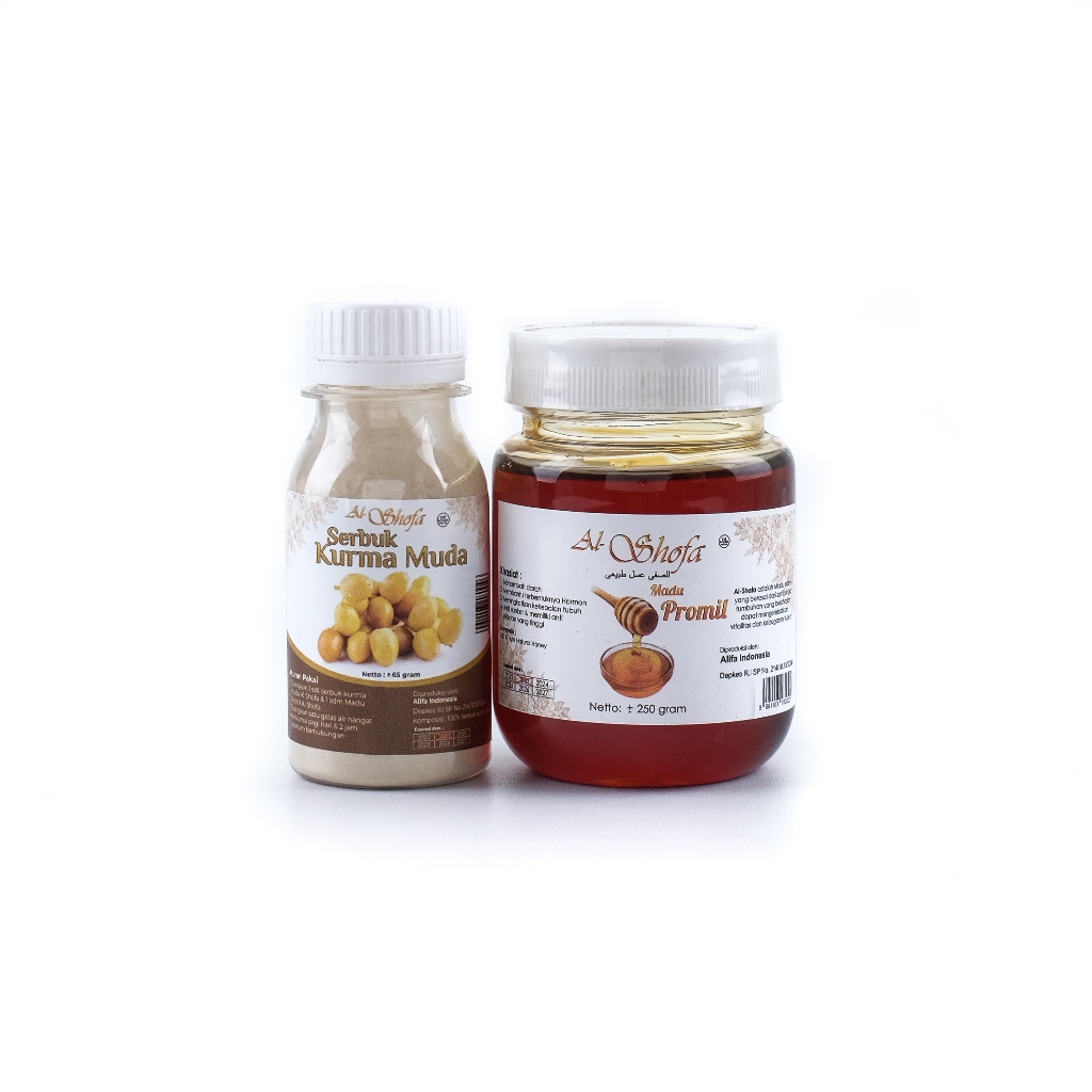 Paket Promil Serbuk Kurma Al Shofa dan Madu Promil Al Shofa Free Kardus,Bubble dan Tespek