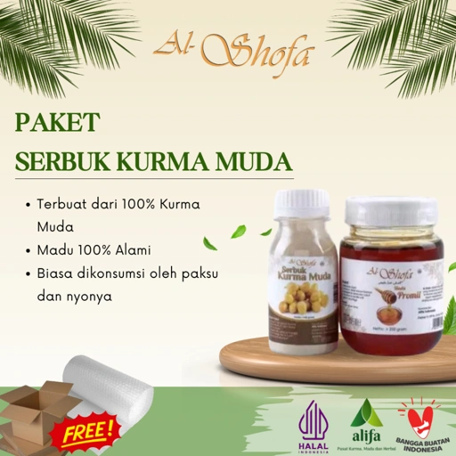 Image of Paket Promil Serbuk Kurma Al Shofa dan Madu Promil Al Shofa Free Kardus,Bubble dan Tespek