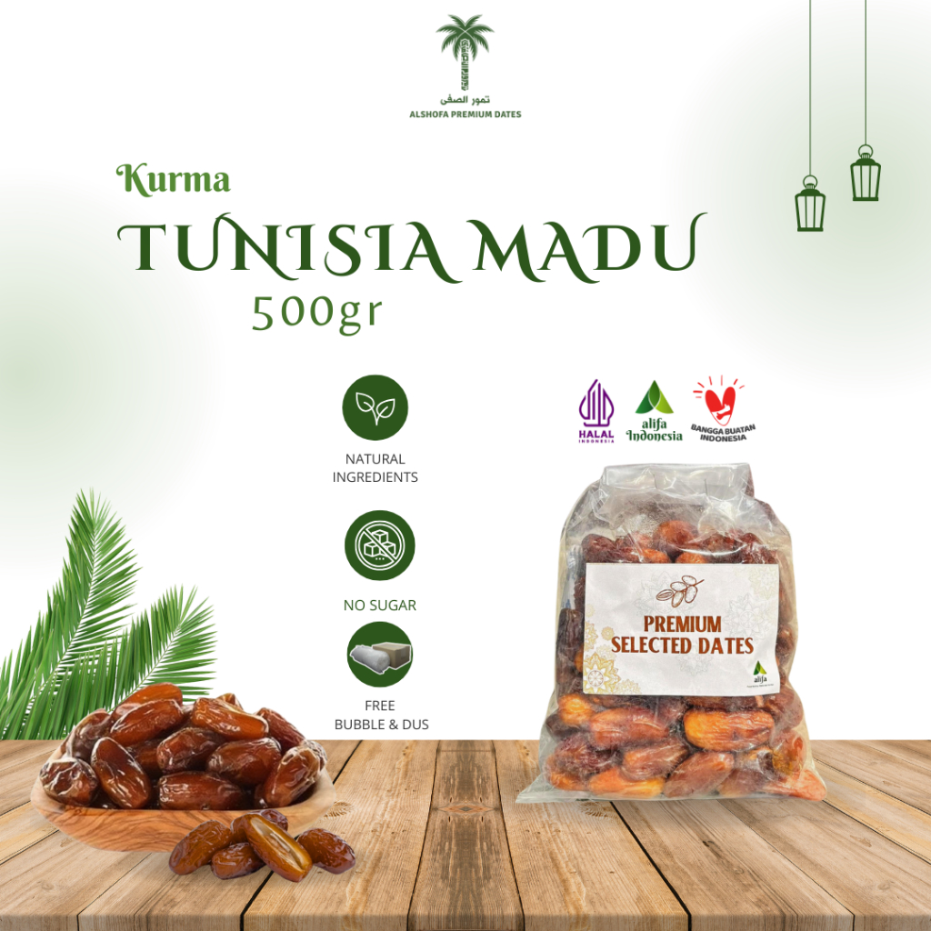 Kurma Tunisia Madu 1kg - Tekstur Chrunchy, Rasa Manis Alami, Daging Tebal
