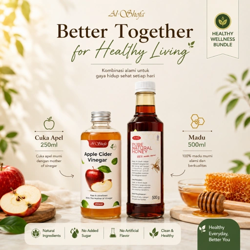 Image of Al Shofa Cuka Apel 250ml With Mother + Madu Al Shofa 500ml