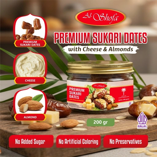 Image of Al Shofa Kurma Sukari Premium Isi Keju & Almond 400gr | Stuffed Dates Cheese Almond Snack Kurma