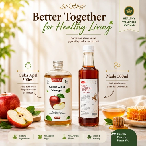 Image of Al Shofa Cuka Apel 500ml With Mother + Madu Al Shofa 500ml