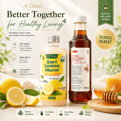 Image of Sari Lemon Al Shofa 500ml + Madu Al Shofa 500gr | Paket Minuman Sehat Alami