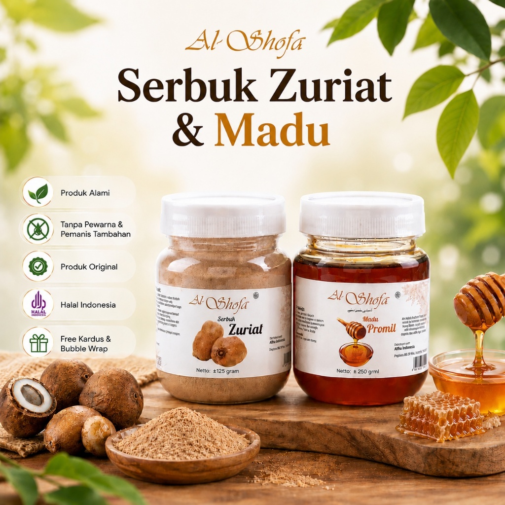 Paket Promil Serbuk Zuriat Al Shofa & Madu Promil Al Shofa Free Kardus dan bubble