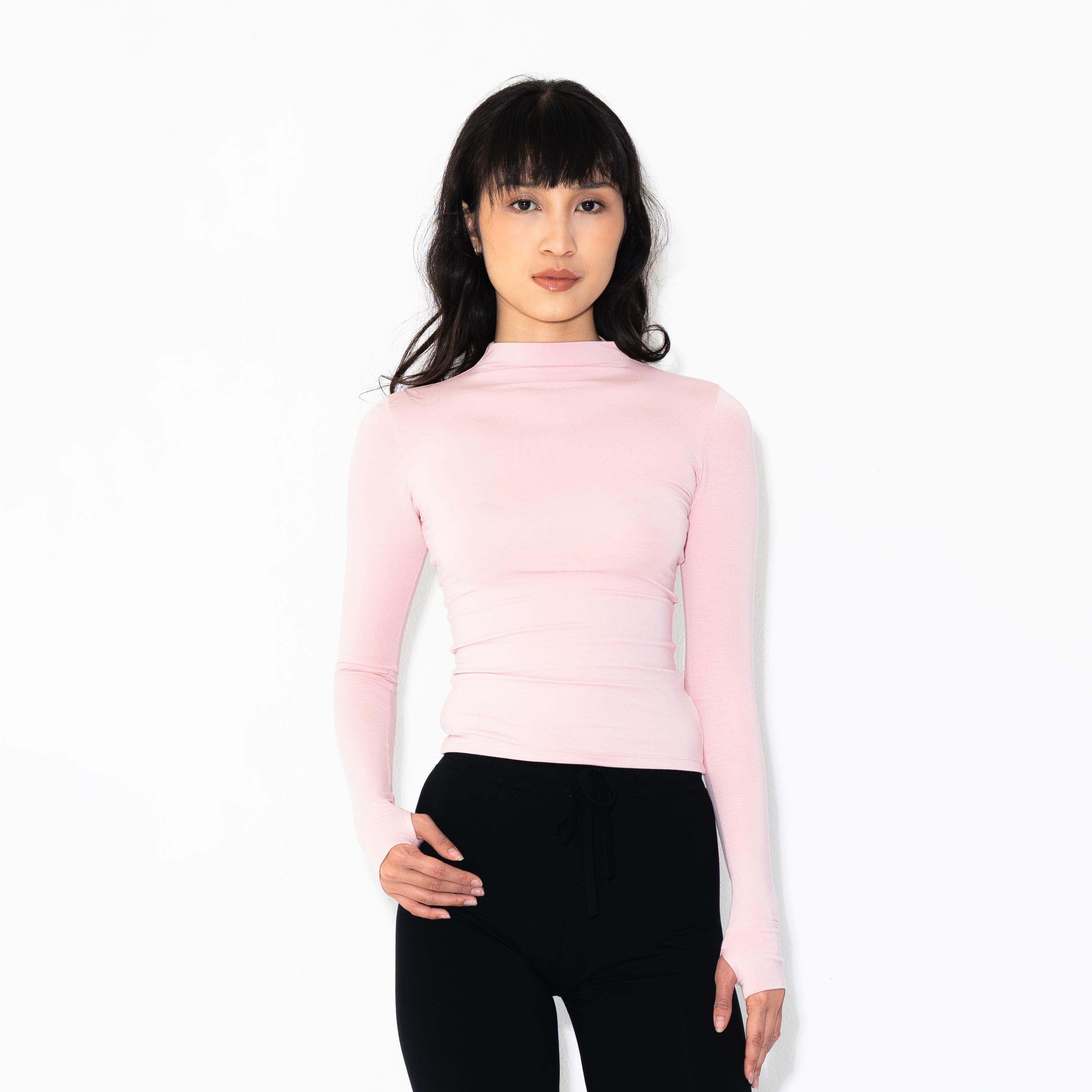 SUMA Mirra Mockneck Longsleeves Fitted T-Shirt - Atasan Kaos Lengan Panjang Wanita