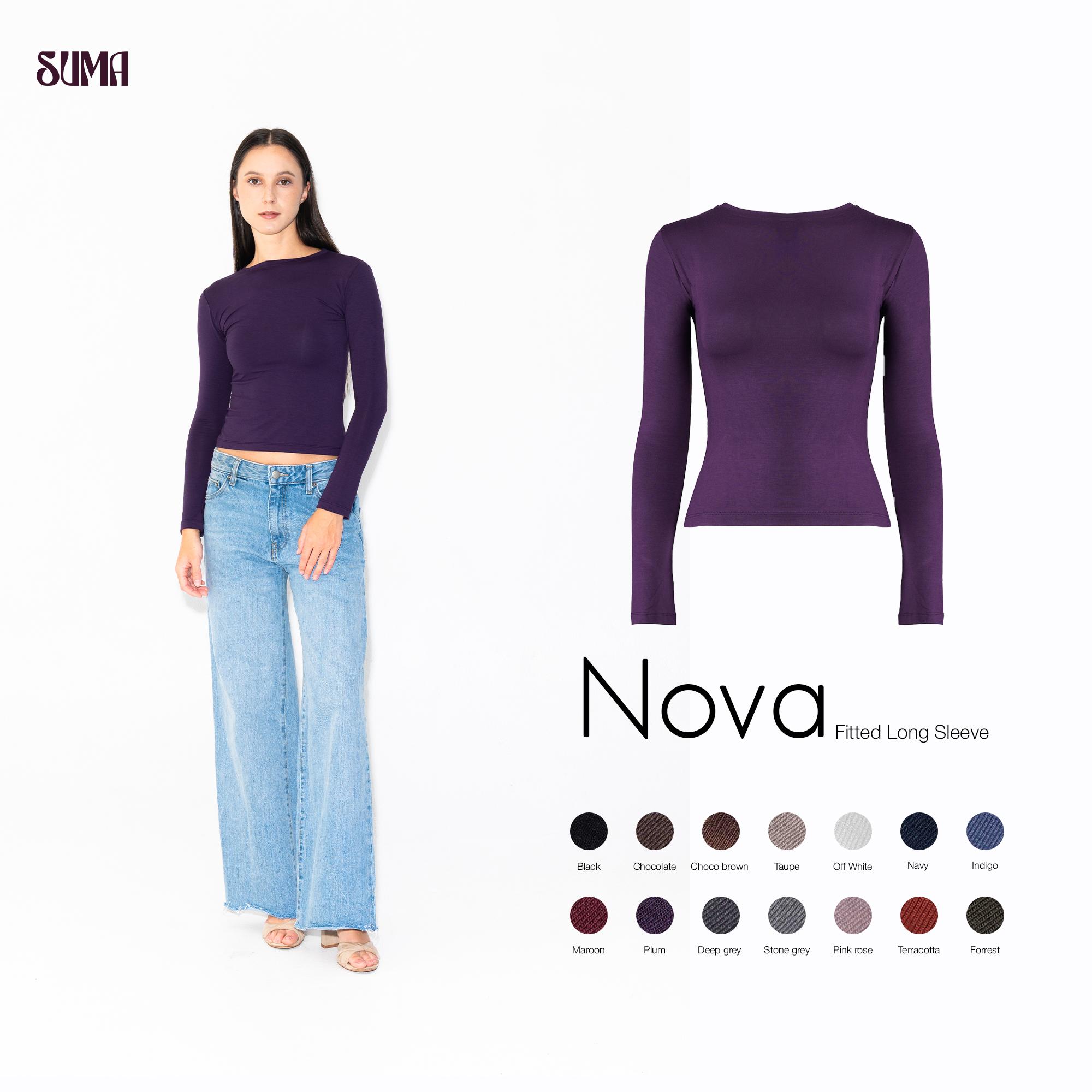 SUMA Nova Longsleeve Fitted T-Shirt - Atasan Kaos Lengan Panjang Wanita