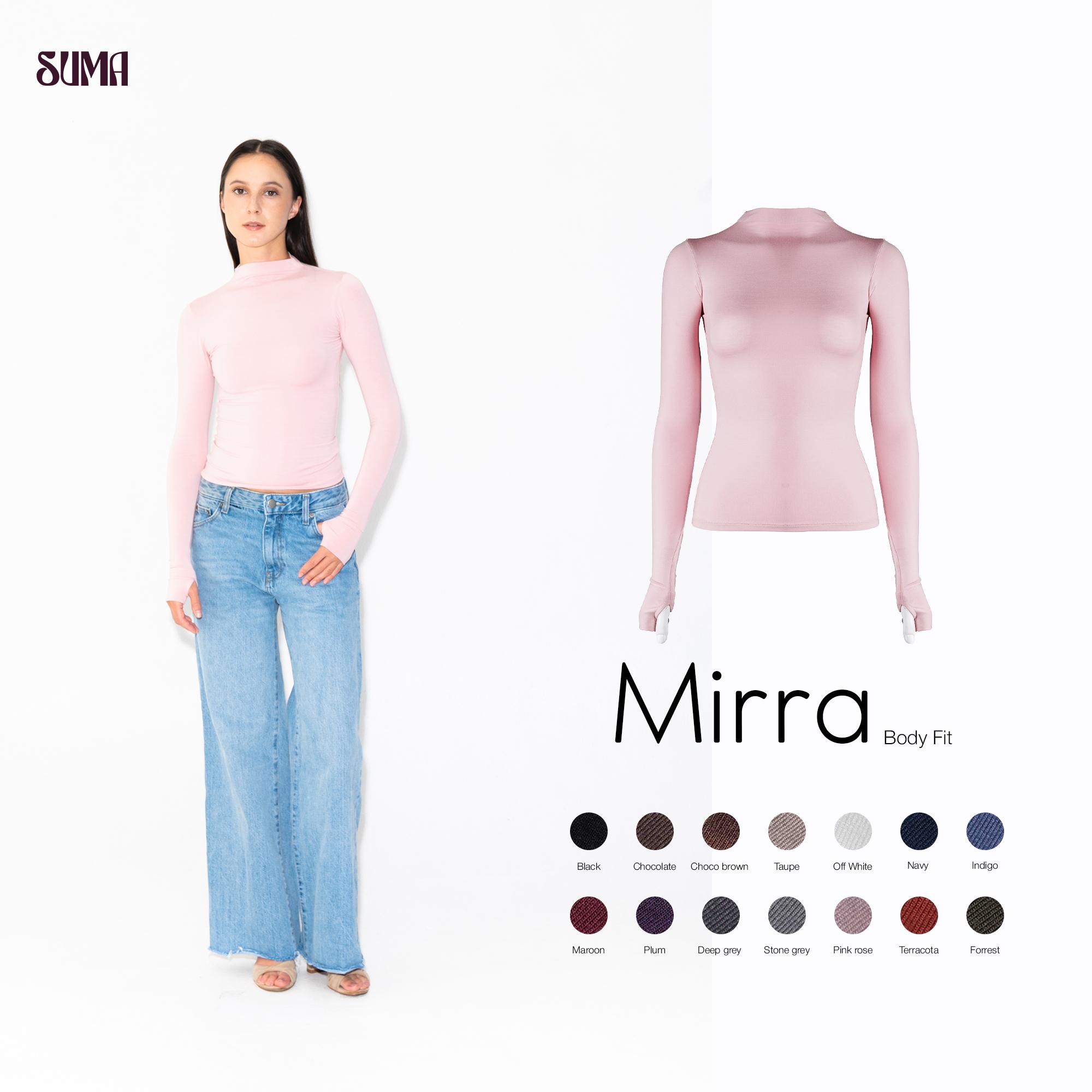 SUMA Mirra Mockneck Longsleeves Fitted T-Shirt - Atasan Kaos Lengan Panjang Wanita