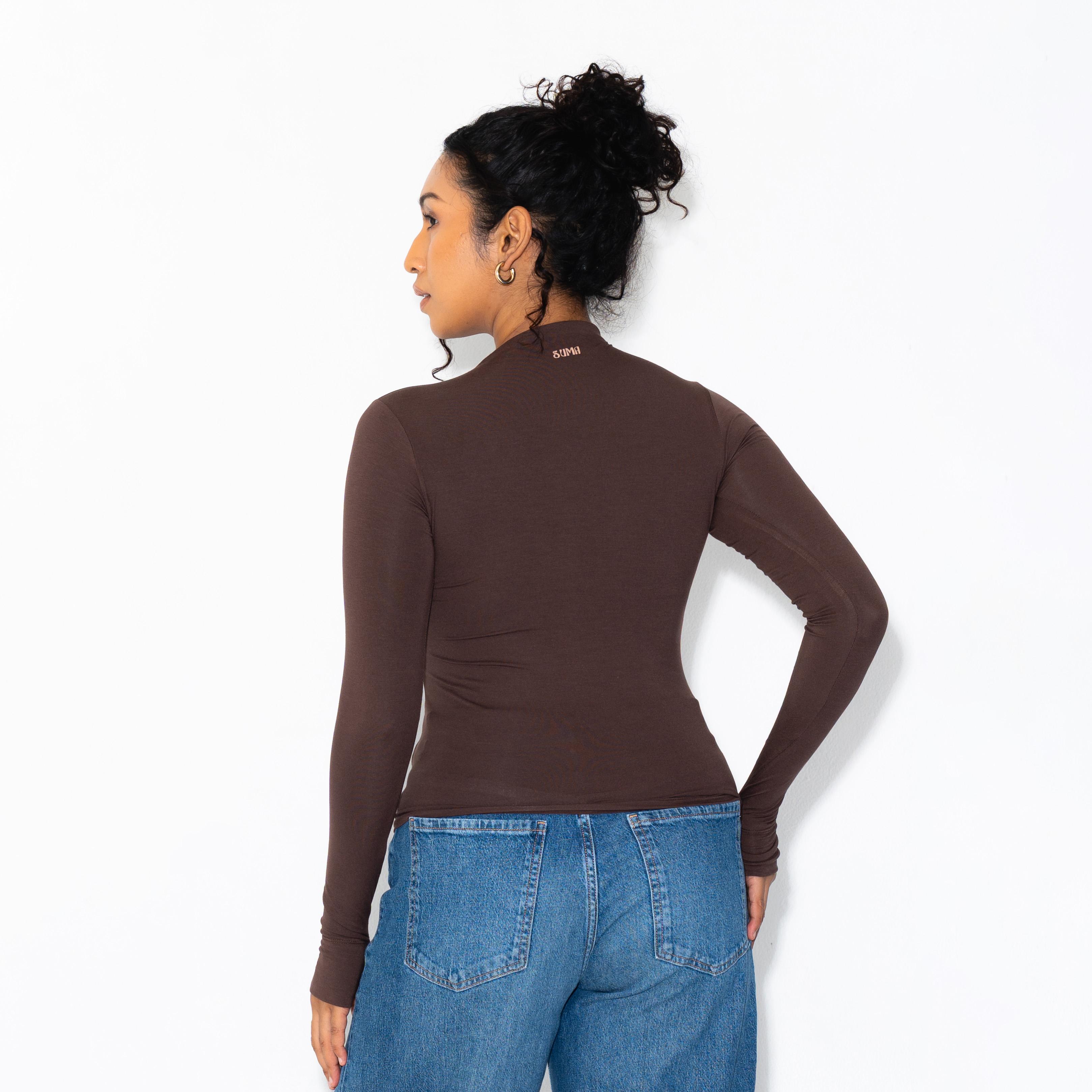 SUMA Mirra Mockneck Longsleeves Fitted T-Shirt - Atasan Kaos Lengan Panjang Wanita