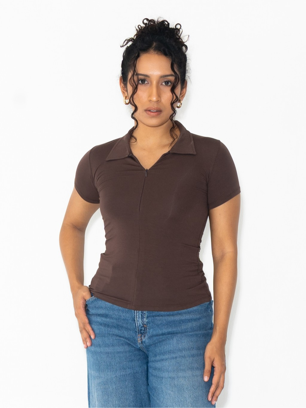 SUMA Solene Polo Fitted T-Shirt - Atasan Kerah Lengan Pendek Wanita
