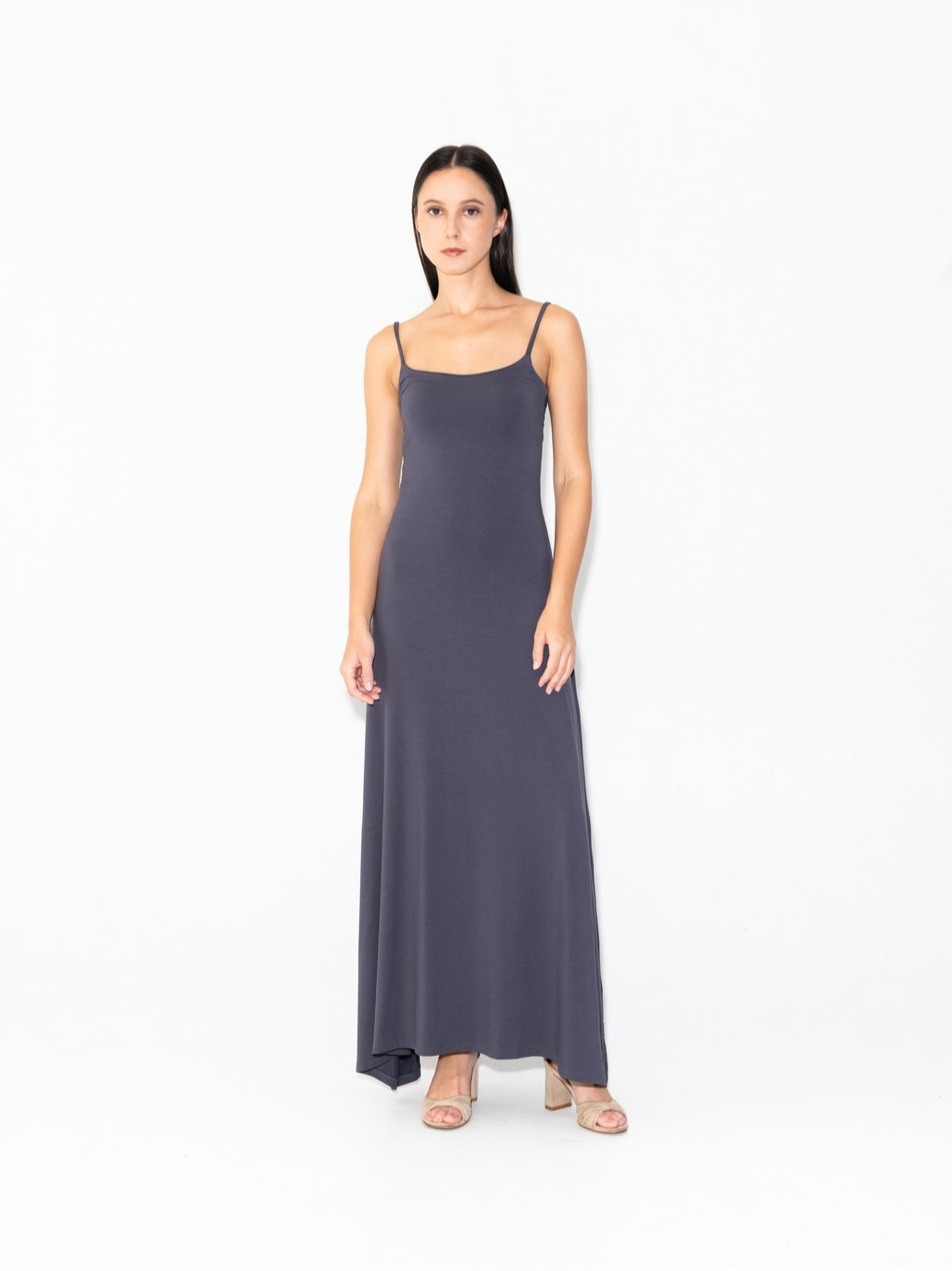SUMA Noir Spaghetti Strap Flared Dress - Pakaian Long Dress Wanita