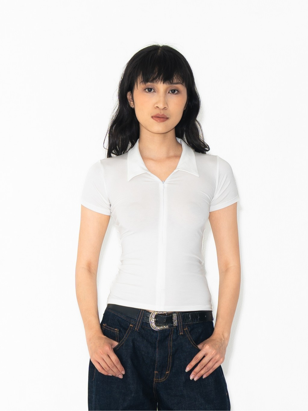 SUMA Solene Polo Fitted T-Shirt - Atasan Kerah Lengan Pendek Wanita