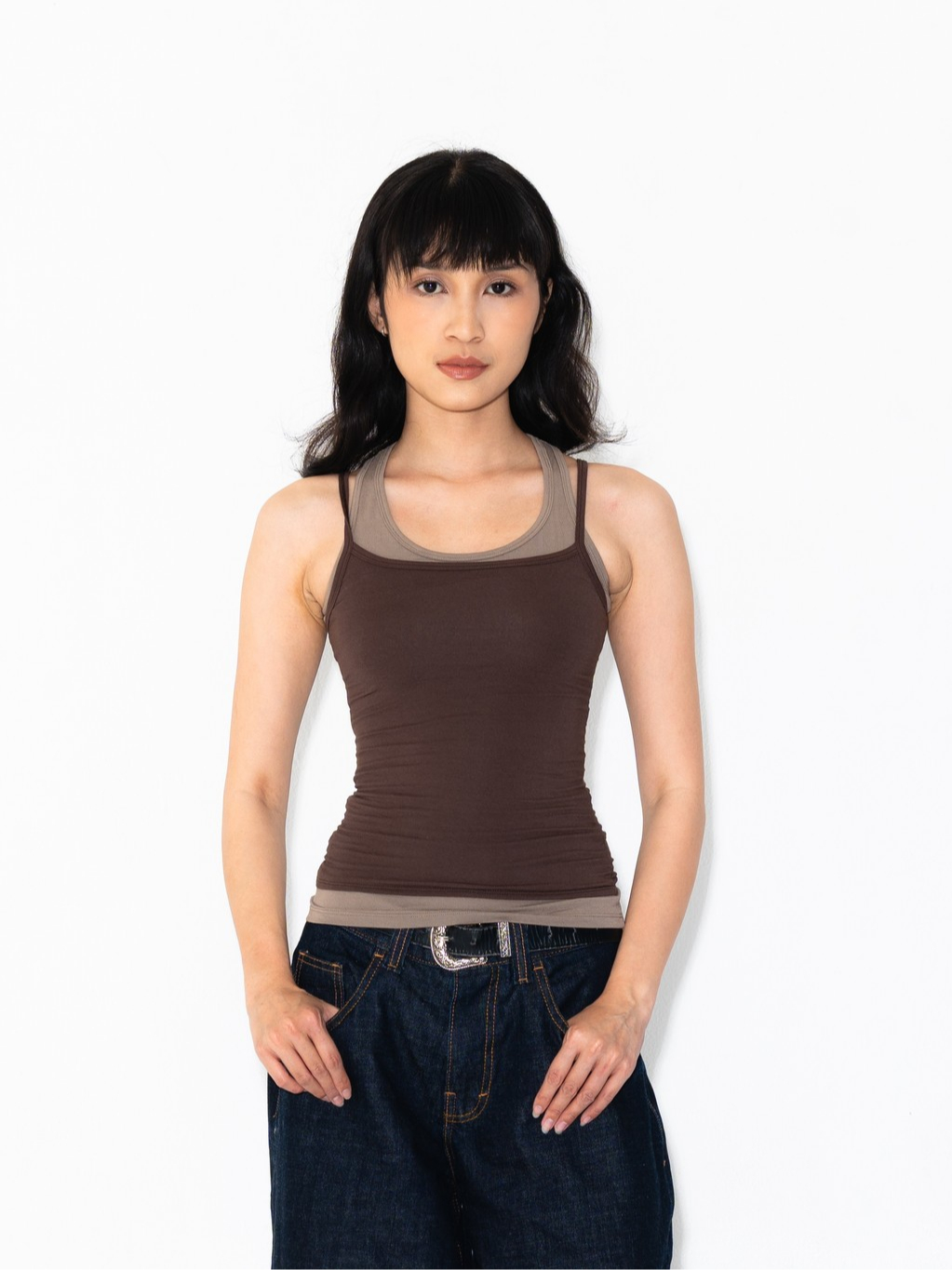 SUMA Twinhue Tanktop Layered Fitted - Atasan Kaos Tanpa Lengan Wanita