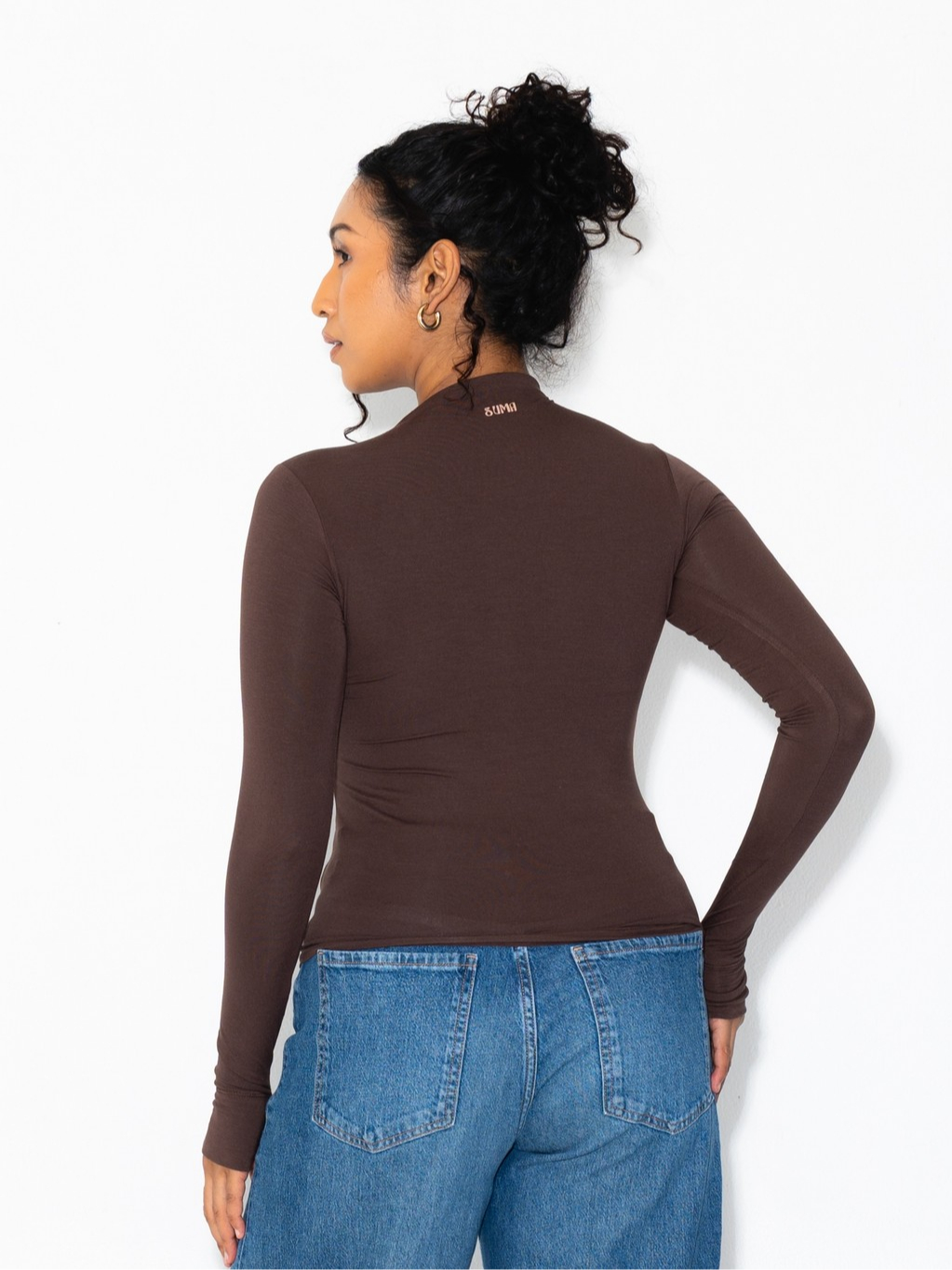 SUMA Mirra Mockneck Longsleeves Fitted T-Shirt - Atasan Kaos Lengan Panjang Wanita