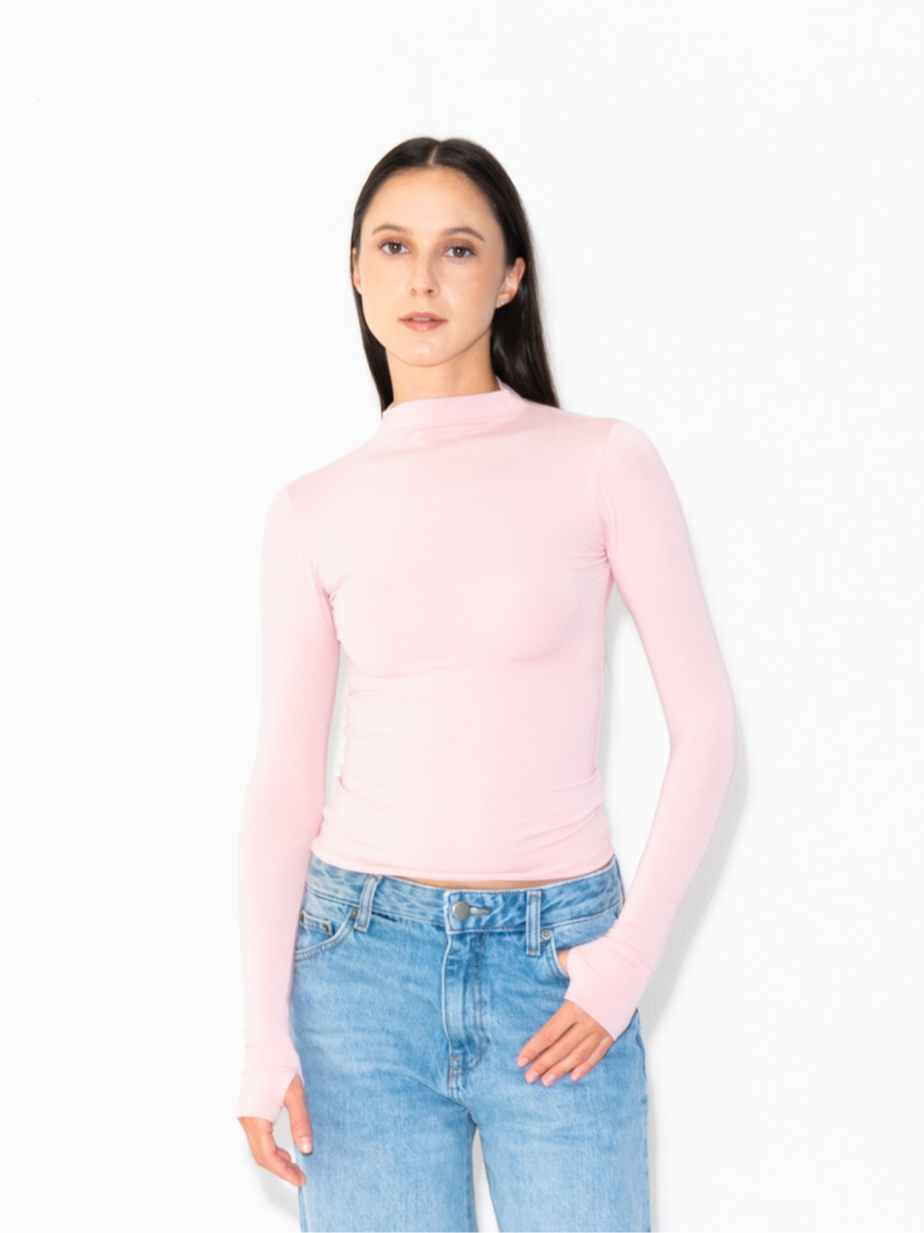SUMA Mirra Mockneck Longsleeves Fitted T-Shirt - Atasan Kaos Lengan Panjang Wanita