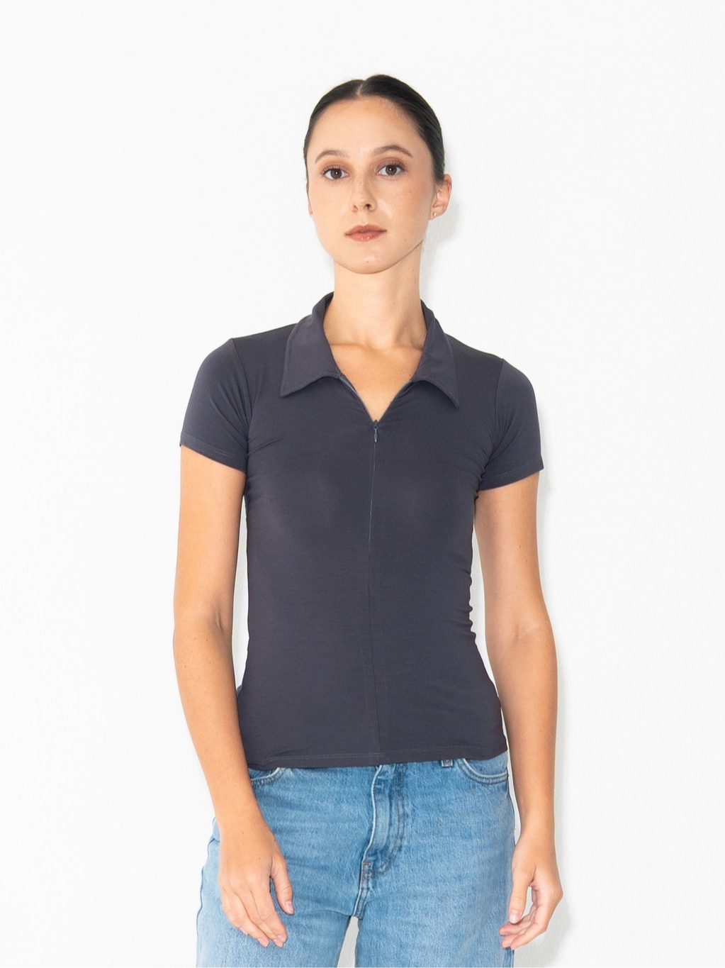SUMA Solene Polo Fitted T-Shirt - Atasan Kerah Lengan Pendek Wanita