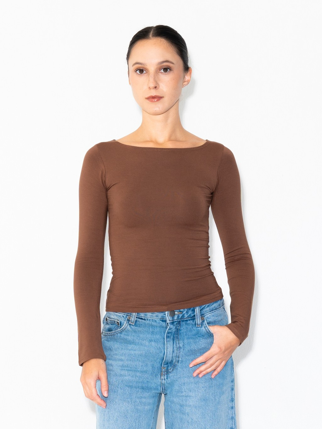 SUMA Lune Boatneck Fitted T-Shirt Longsleeve - Atasan Kaos Lengan Panjang Wanita
