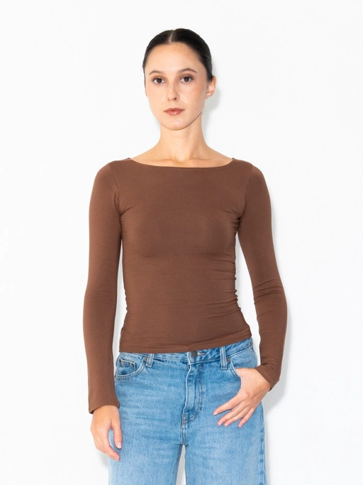 SUMA Lune Boatneck Fitted T-Shirt Longsleeve - Atasan Kaos Lengan Panjang Wanita
