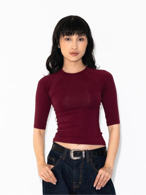 SUMA Muse Raglan Fitted T-Shirt 3/4 Sleeve - Atasan Kaos Lengan Pendek Wanita