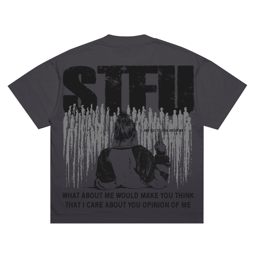 AccentAmbios Boxy Oversized T-Shirt STFU Dark Gray Unisex - Cotton Combed 20s