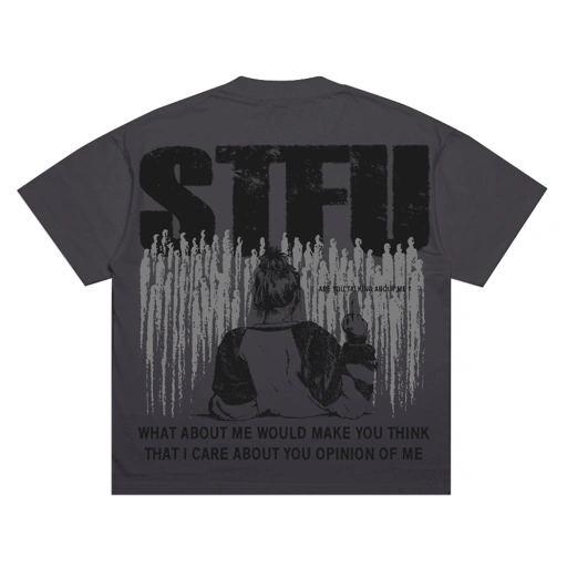AccentAmbios Boxy Oversized T-Shirt STFU Dark Gray Unisex - Cotton Combed 20s
