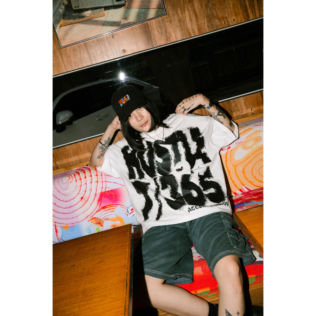 AccentAmbios Boxy Oversized Tshirt Hustle 365/7 White Unisex - Cotton Combed 20s