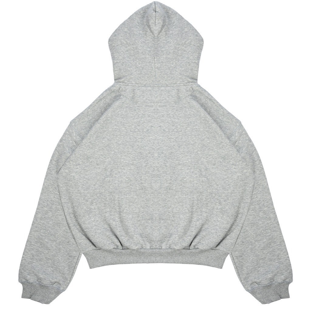 AccentAmbios Zip Hoodie Boxy Unisex Rosary Plaid Grey Fleece 330 GSM