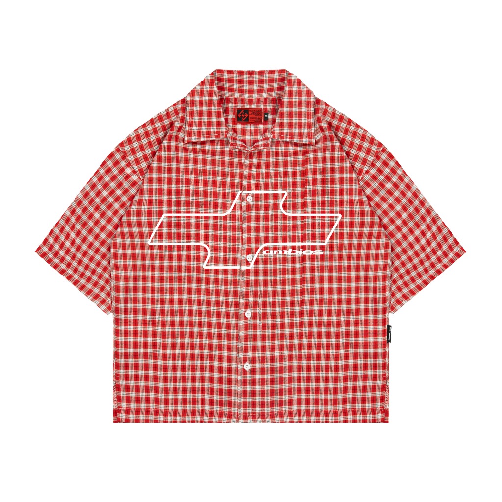 AccentAmbios Kemeja Boxy Unisex Cherries Plaid Shirt Plaid Fabric