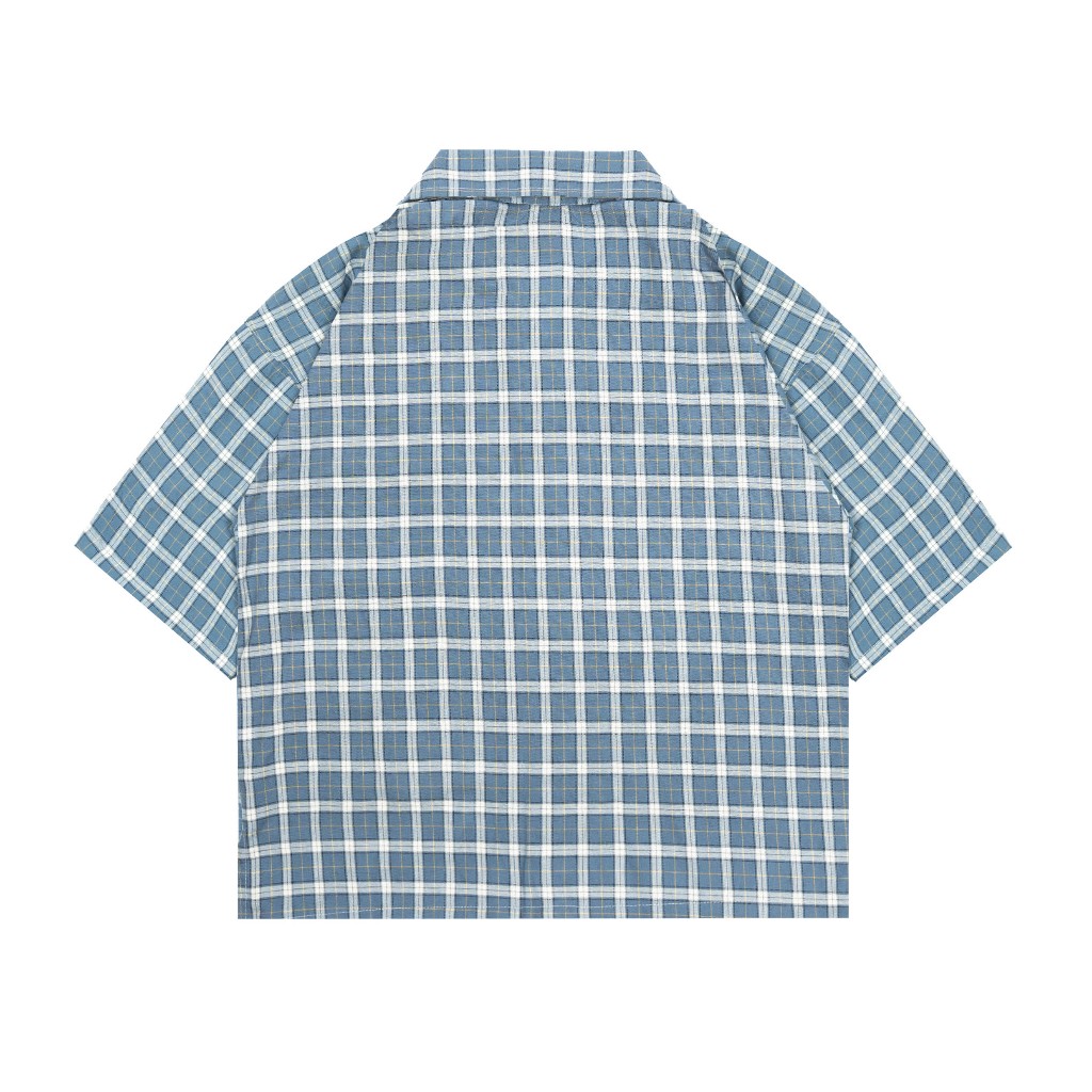 AccentAmbios Kemeja Boxy Unisex Blue Bell Plaid Shirt Plaid Fabric