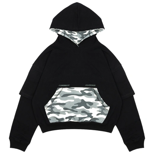 AccentAmbios Hoodie Boxy Unisex Griddle Army Black Fleece 330 GSM