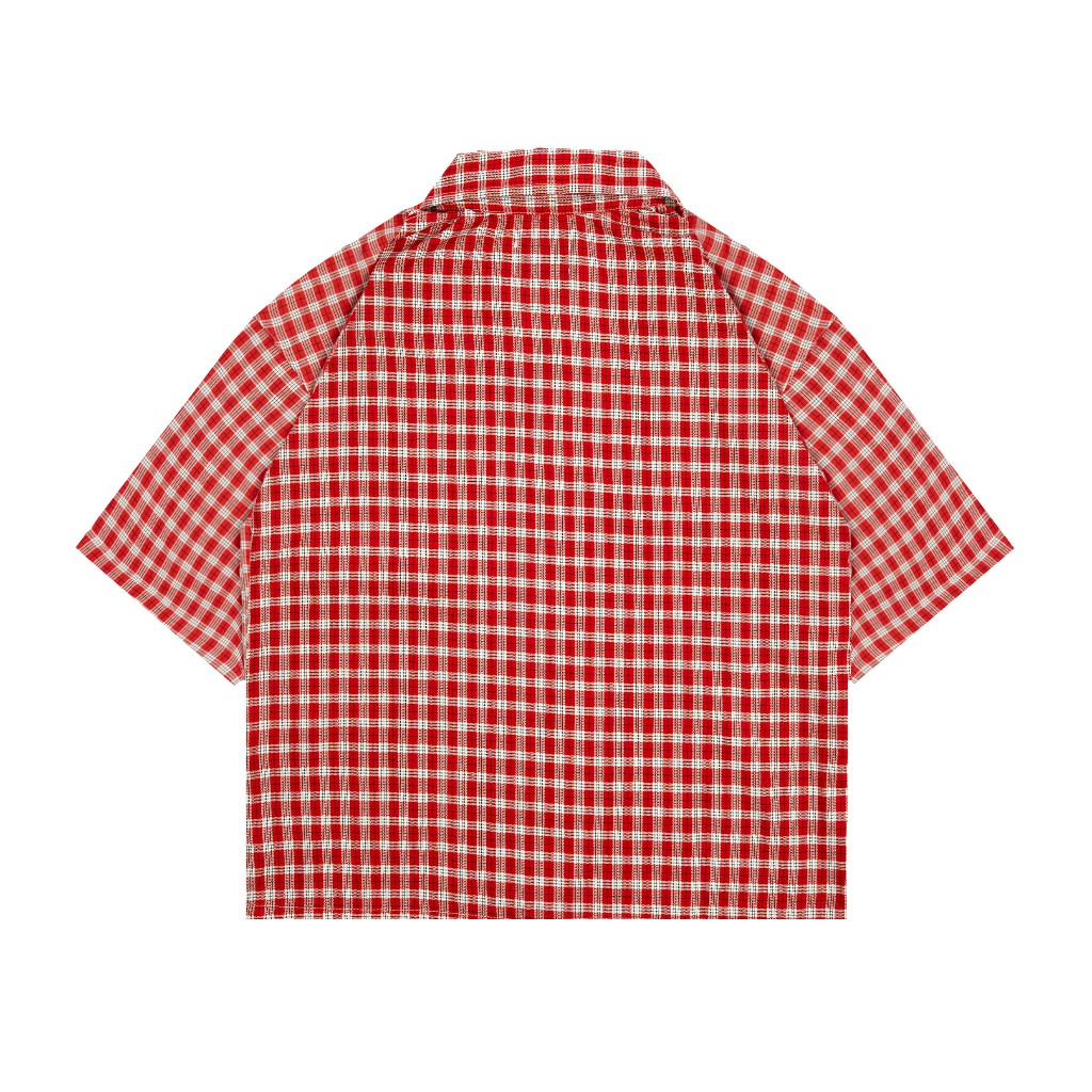 AccentAmbios Kemeja Boxy Unisex Cherries Plaid Shirt Plaid Fabric