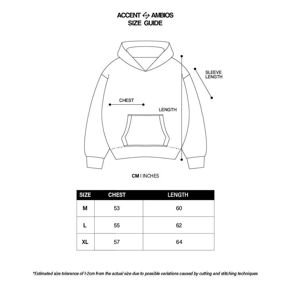 AccentAmbios Hoodie Boxy Unisex Griddle Army Black Fleece 330 GSM