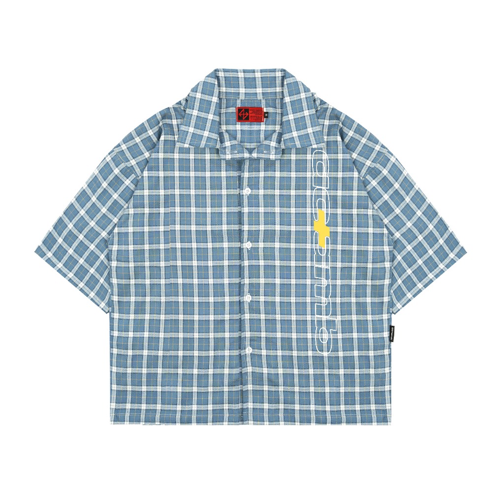 AccentAmbios Kemeja Boxy Unisex Blue Bell Plaid Shirt Plaid Fabric