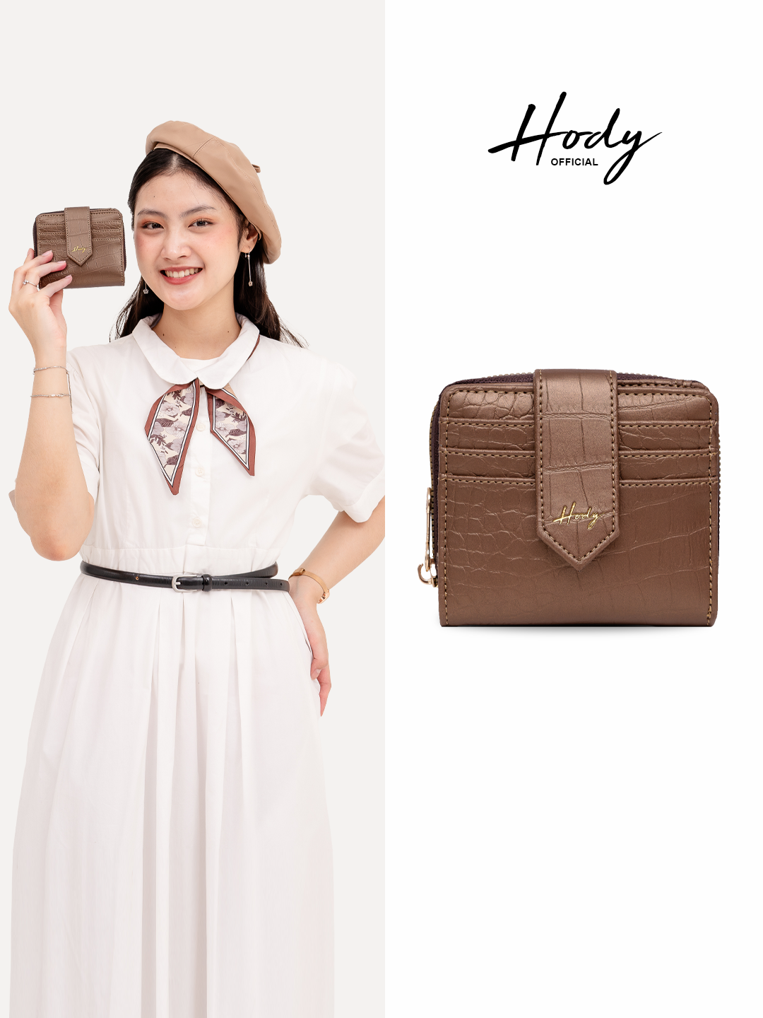 Hody - Dompet Wanita Dompet Lipat Wanita Tas Wanita Kartu Dompet Mini Cewek Card Holder Kecil Kekinian Kulit Croco - SACHIE CROCO WALLET