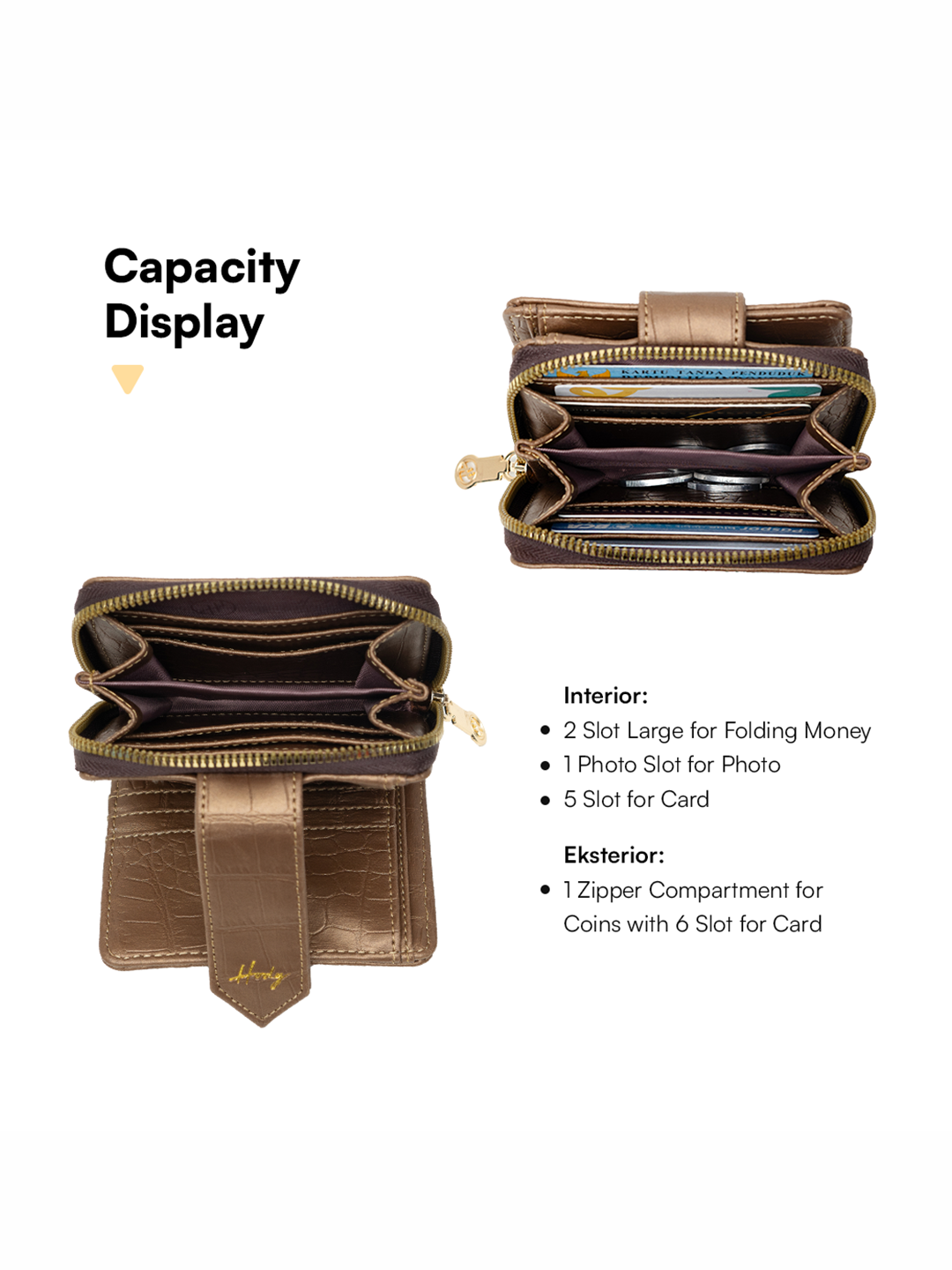 Hody - Dompet Wanita Dompet Lipat Wanita Tas Wanita Kartu Dompet Mini Cewek Card Holder Kecil Kekinian Kulit Croco - SACHIE CROCO WALLET