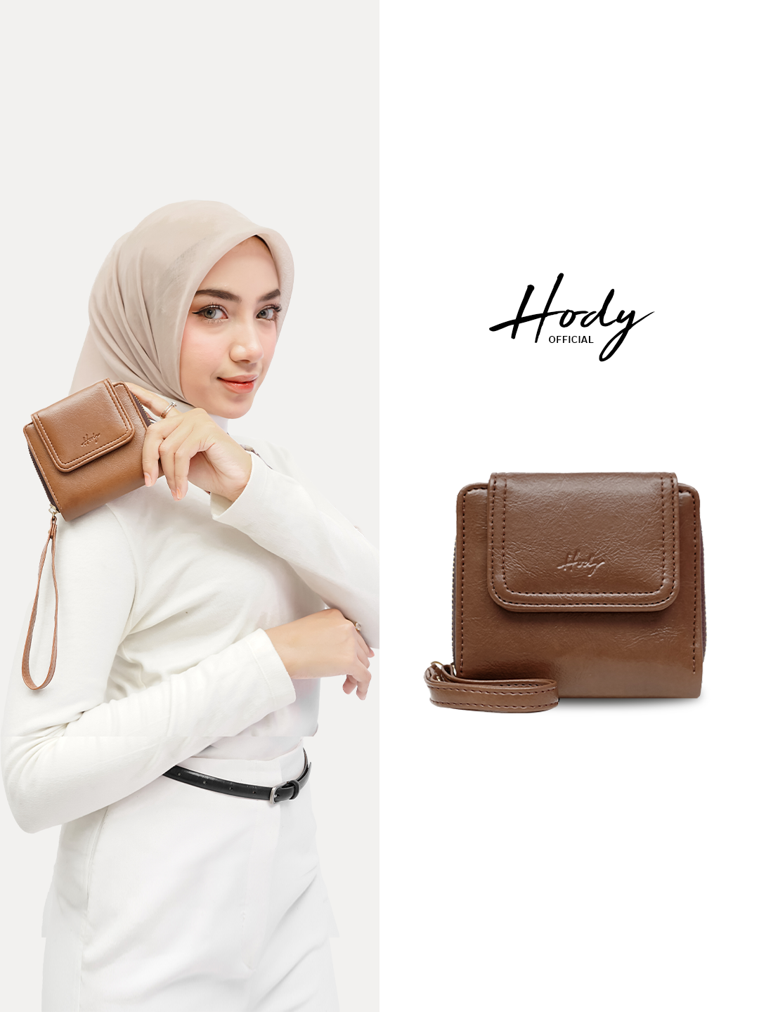 Hody - Dompet Lipat Wanita Card Holder Wanita Tali Pendek - LAYNA WALLET