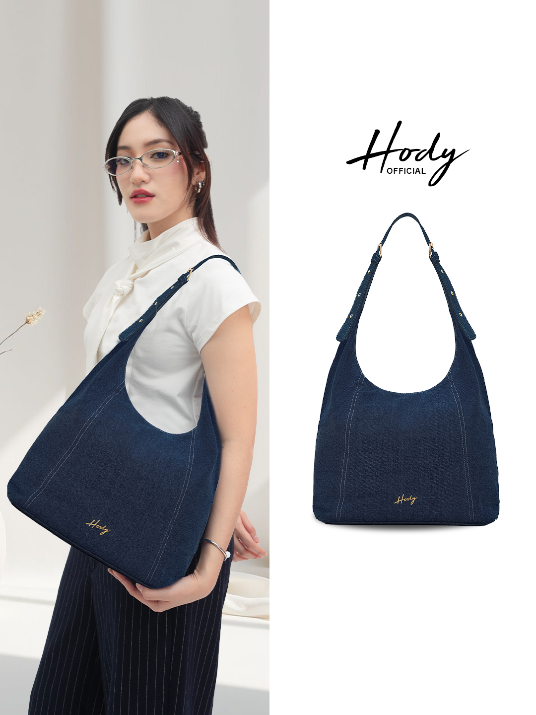 Hody - Tas Wanita Totebag Series Denim Terbaru Tas Bahu Wanita Kerja Kuliah Shoulder Bag Hobo Denim - NOA BAG