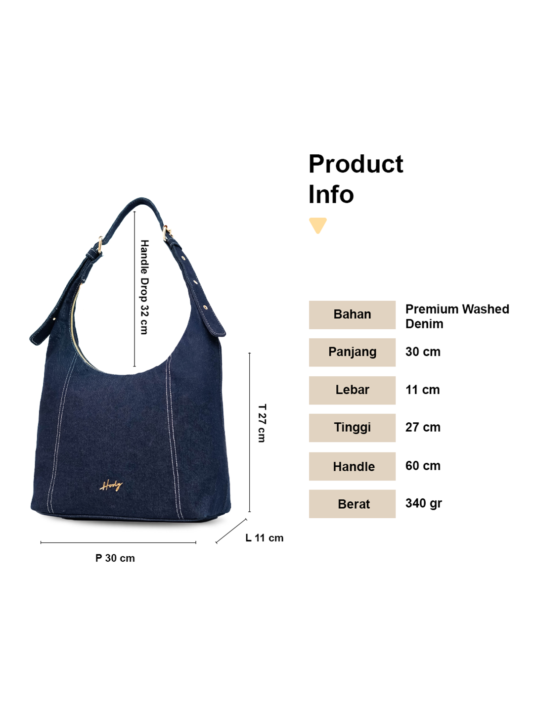Hody - Tas Wanita Totebag Series Denim Terbaru Tas Bahu Wanita Kerja Kuliah Shoulder Bag Hobo Denim - NOA BAG
