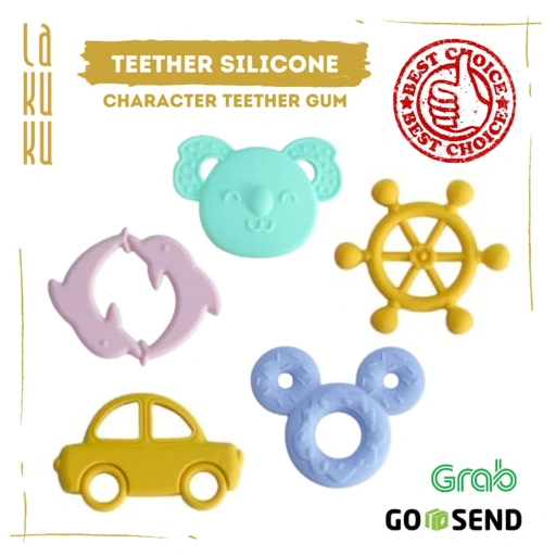 Image of Lakuku - Teether Sillicone Gum Simple Karakter Bertekstur Ringan