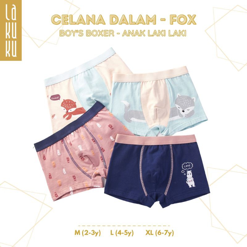 Lakuku - [GROSIR] Celana Dalam Anak Laki 1-7 th Underwear Katun Premium Impor Boxer Fox