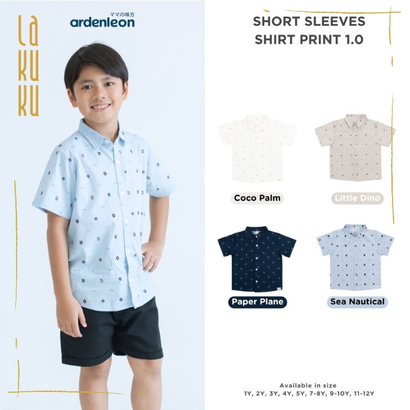 ARDENLEON Atasan Kemeja Anak Laki Laki Short Sleeves Shirt Print 1.0